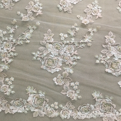 Tecido de noiva de luxo frisado Handwork flor